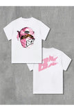 Hip-Hop Punk Baskılı Unisex Oversize Beyaz T-Shirt
