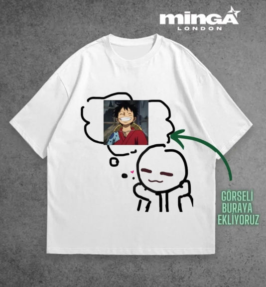 I Thinking About You Kişiye Özel Baskılı Beyaz Oversize Tshirt