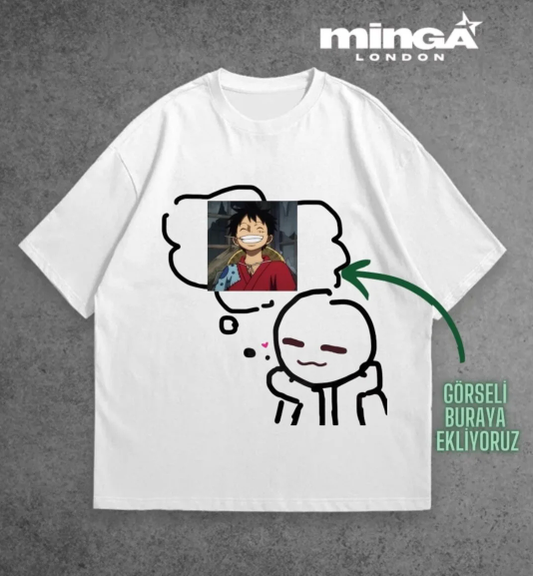 I Thinking About You Kişiye Özel Baskılı Beyaz Oversize Tshirt
