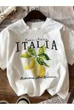 İtalyan Limon Baskılı Unisex Oversize T-Shirt