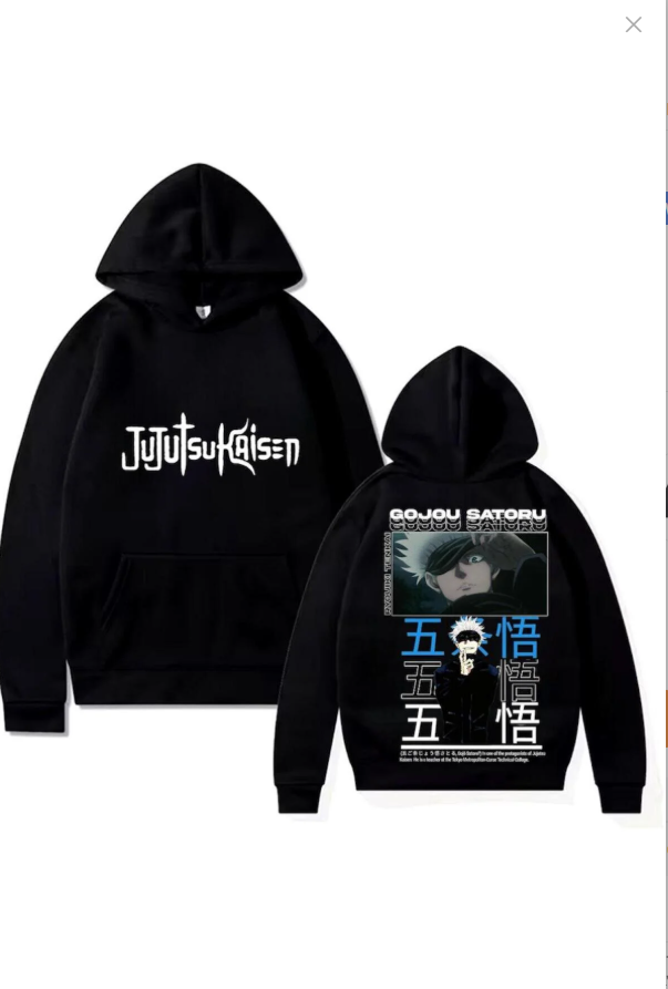 Jujutsu Kaisen Gojo Satoru Ön-Arka Baskılı New Season Oversize Hoddie