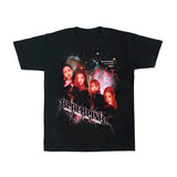 Unisex K-pop Black Pink Face In Your Area Baskılı Baskılı Bisiklet Yaka Oversize T-Shirt