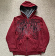 Kırmızı Gothic Legendary Outlaws Cyber Grunge Fermuarlı Kapüşonlu Köstebek Sweatshirt