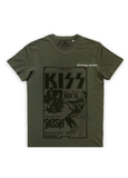 KISS Music Group Haki Rengi Ön Baskılı Oversize T-shirt