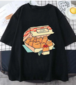 Kitten Nuggets Baskılı Siyah Unisex Oversize T-shirt