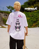 Unisex Kuromi Baskılı Baskılı Bisiklet Yaka Oversize T-Shirt