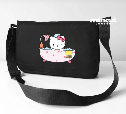Siyah Hello Kitty Bathtub Postacı Çantası