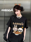 Unisex Labubu Ramen Baskılı Bisiklet Yaka T-Shirt
