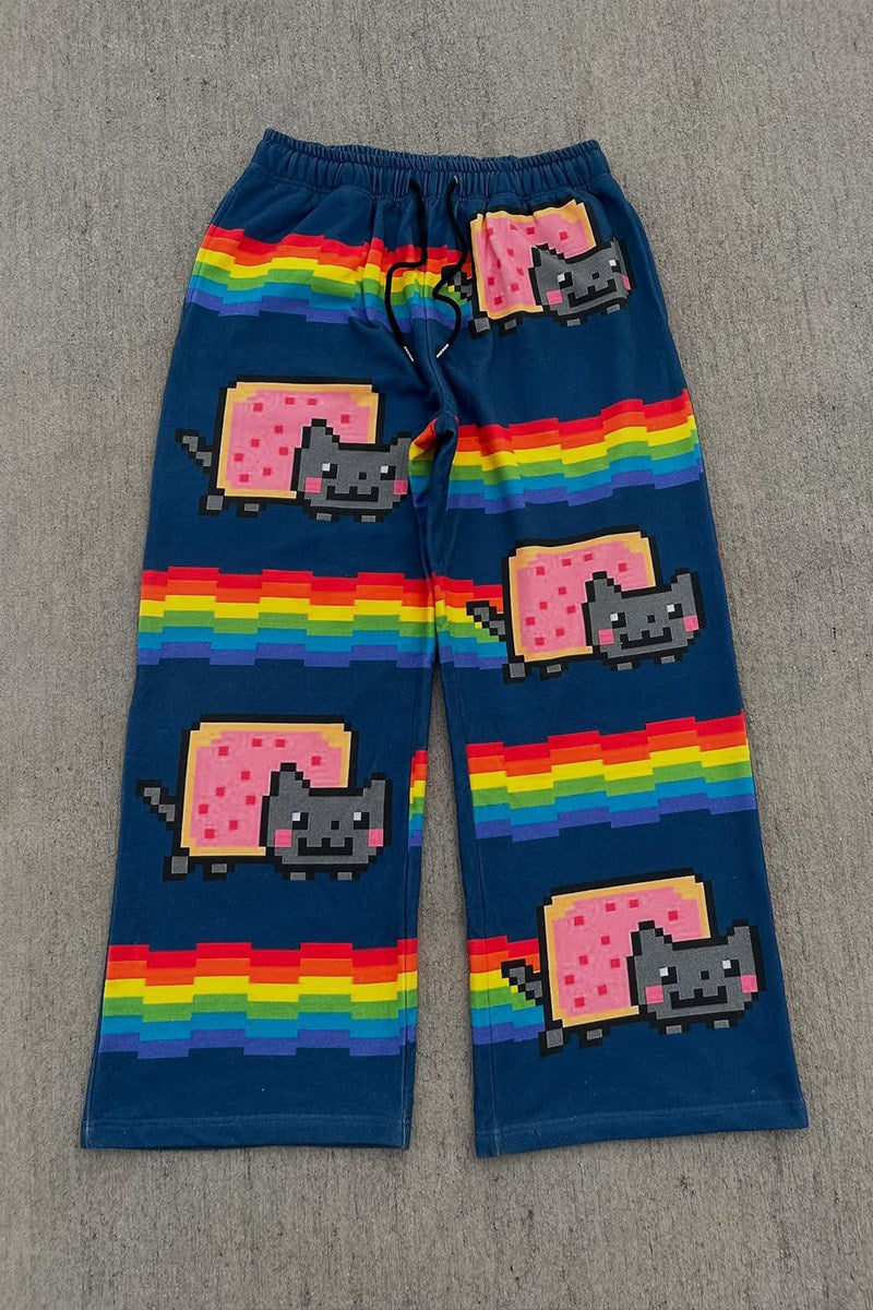 Lacivert Nyan Cat Rainbow Harjauku Y2K Unisex Eşofman