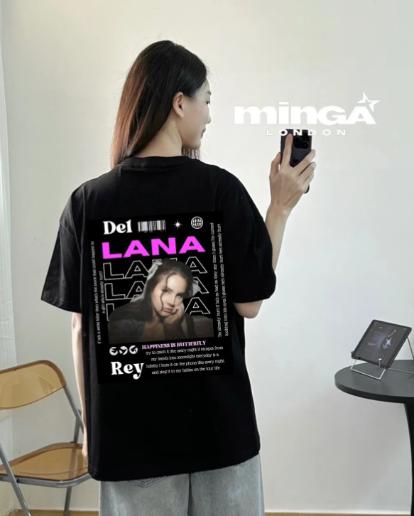 Unisex Lana Del Rey Baskılı Bisiklet Yaka T-Shirt