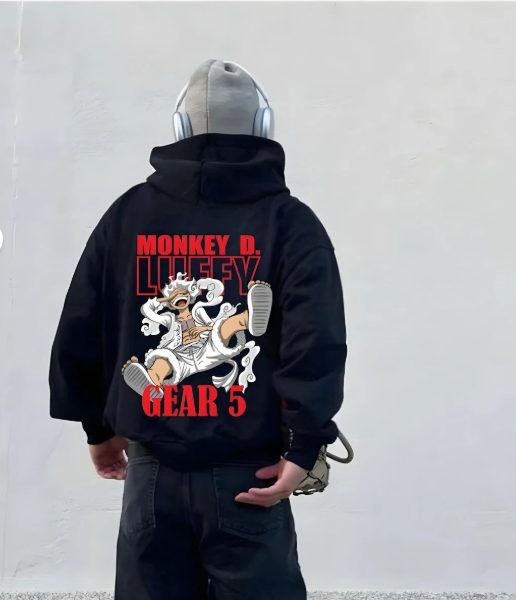 Luffy Gear 5 Tasarım Unisex Oversize Kapşonlu Hoodie Sweatshirt
