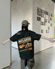 Unisex Luxury Car Brand Sırt Baskılı Bisiklet Yaka T-Shirt
