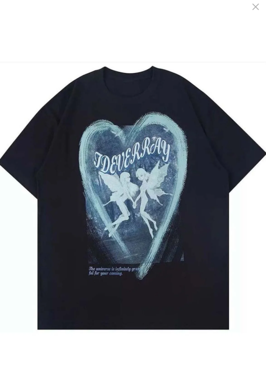 Mood Aesthetic Angel Girls Siyah Unisex T-shirt