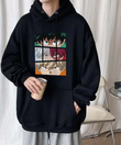My Hero Academia Eyes Baskılı Siyah Unisex Oversize Kapüşonlu Sweatshirt
