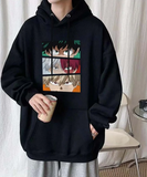 My Hero Academia Eyes Baskılı Siyah Unisex Oversize Kapüşonlu Sweatshirt