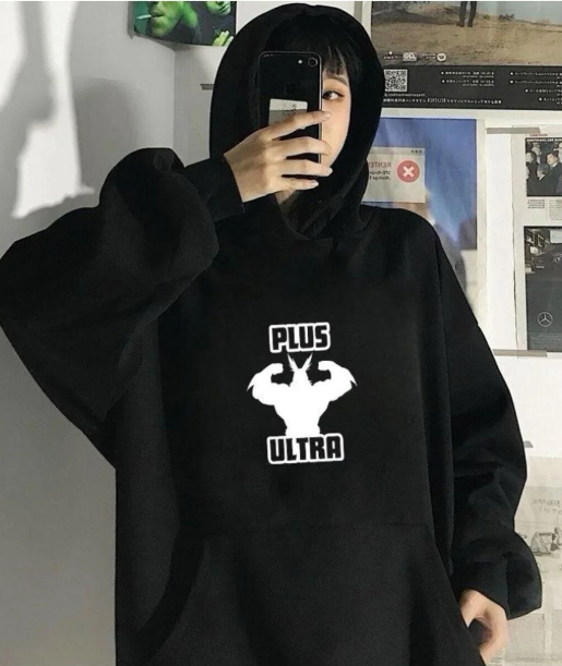 My Hero Academia Eyes Baskılı Siyah Unisex Oversize Kapüşonlu Sweatshirt