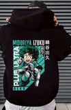 My Hero Academia Eyes Baskılı Siyah Unisex Oversize Kapüşonlu Sweatshirt