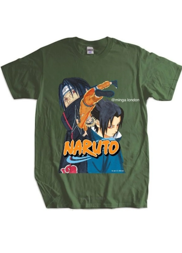 Naruto Japan Anime Haki Rengi Ön Baskılı Oversize T-shirt