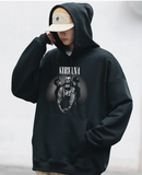 Nirvana Artists Baskılı Siyah Unisex Oversize Kapüşonlu Sweatshirt