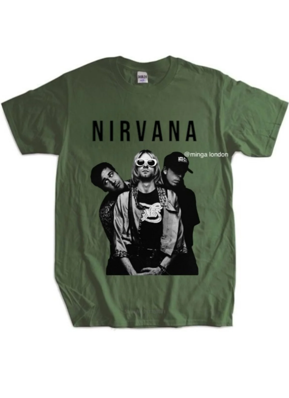 Nirvana Music Group Haki Rengi Baskılı Oversize T-shirt