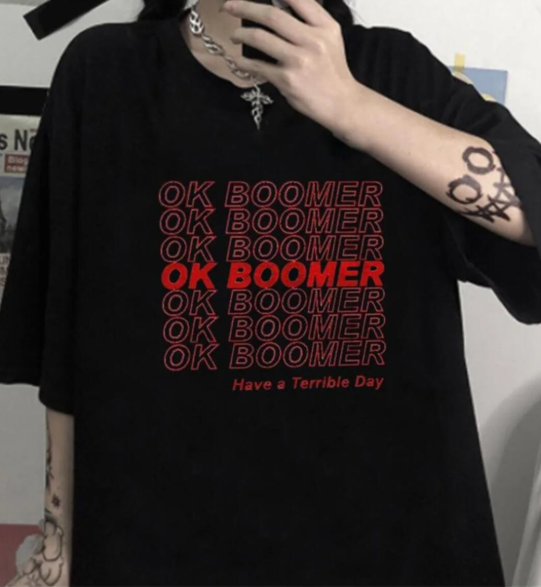 Ok Boomer Siyah Unisex Oversize T-shirt