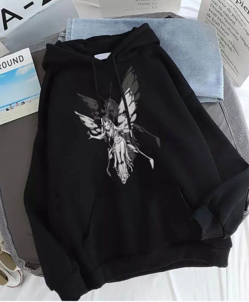 ouz Harajuku Fairy Girl Siyah (Unisex) Kapşonlu