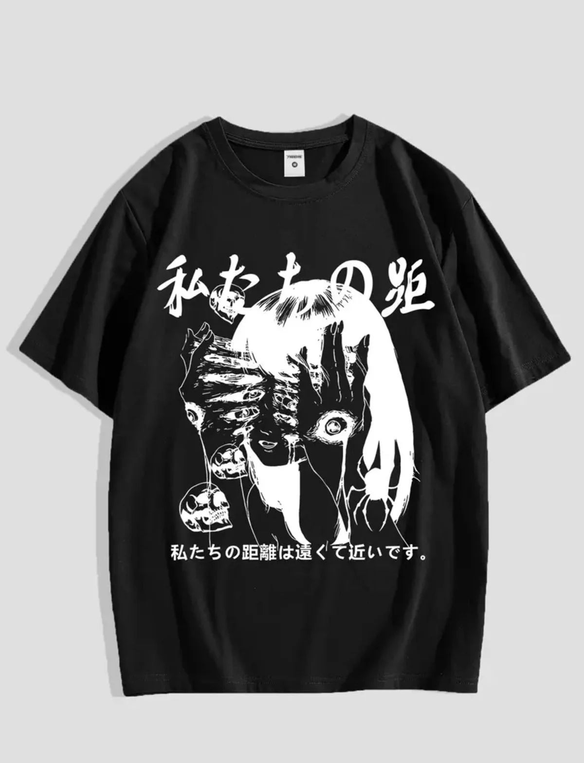 Anime Paint Baskılı Unisex Oversize Siyah T-Shirt