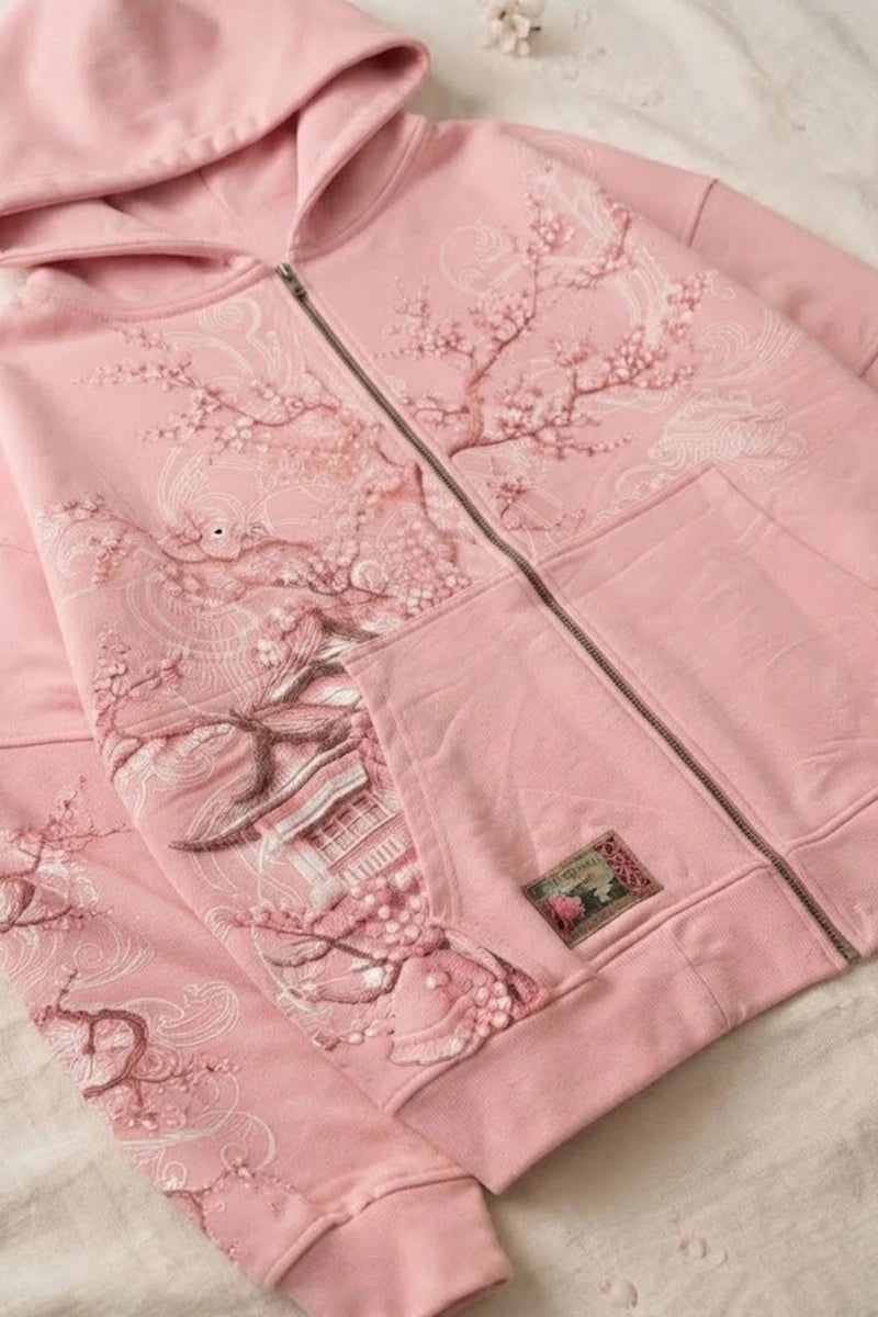 Pembe Sakura Japonic Harajuku Y2K Unisex Hırka