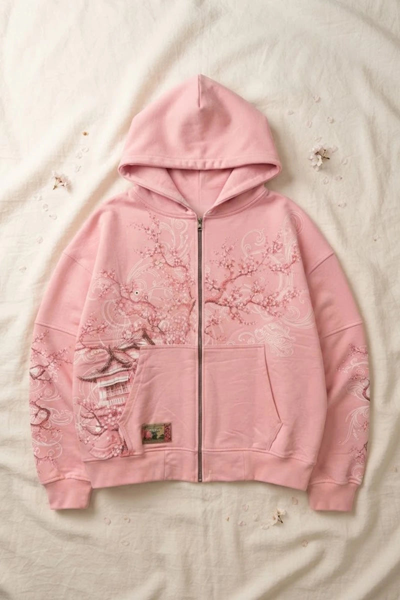 Pembe Sakura Japonic Harajuku Y2K Unisex Hırka