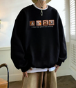 Pictures Baskılı Siyah Unisex Oversize Bisiklet Yaka Sweatshirt