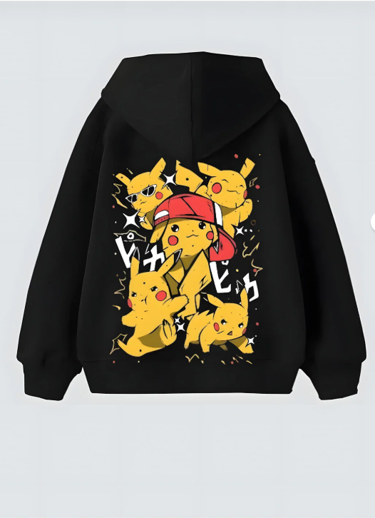 Pikachu Tasarım Kapşonlu Unisex Sweatshit Hoodie