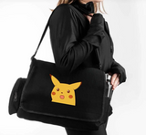 Siyah Pikachu Baskılı Postacı Çantası