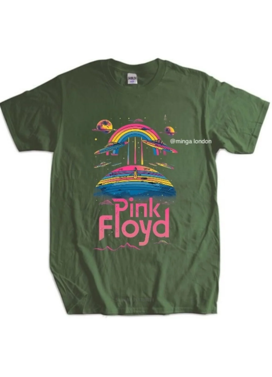 Pink Floyd Music Group Haki Rengi Baskılı Oversize T-shirt