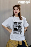 Unisex Plate Baskılı Baskılı Bisiklet Yaka Oversize T-Shirt