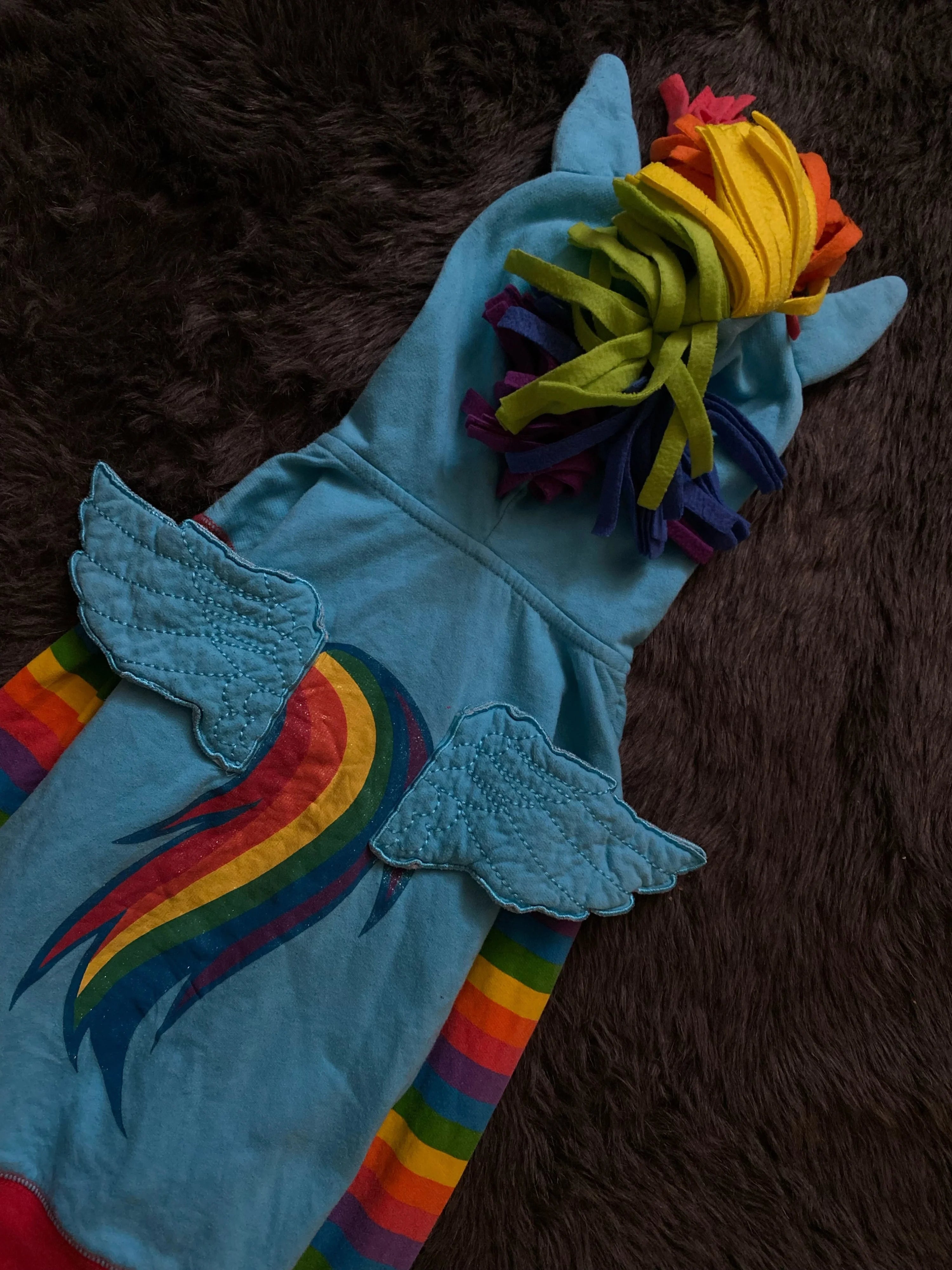 Rainbow Pony Gökkuşağı Desenli Kapüşonlu Fermuarlı Sweatshirt [Ön Sipariş]