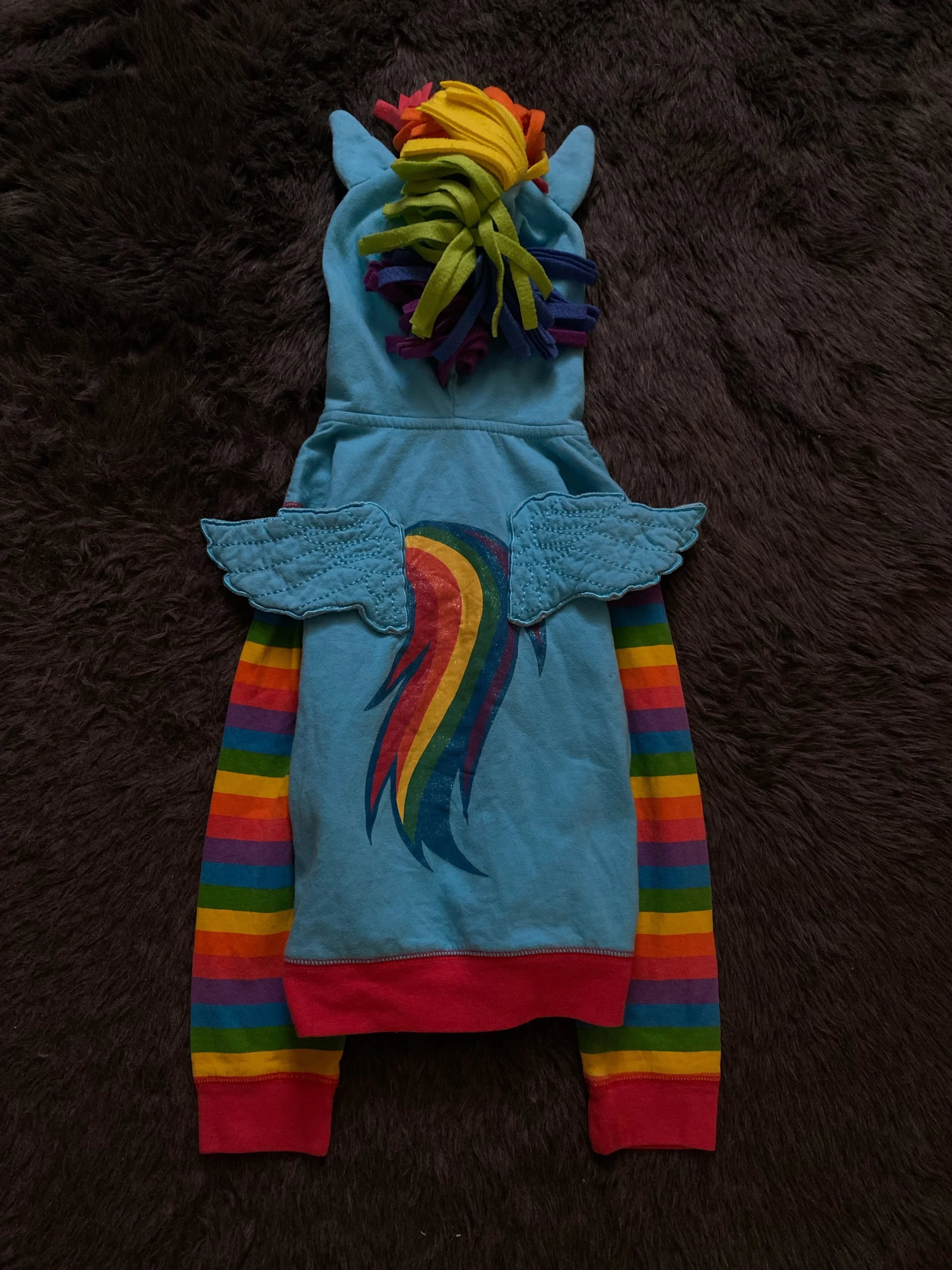 Rainbow Pony Gökkuşağı Desenli Kapüşonlu Fermuarlı Sweatshirt [Ön Sipariş]