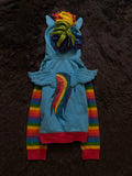 Rainbow Pony Gökkuşağı Desenli Kapüşonlu Fermuarlı Sweatshirt [Ön Sipariş]