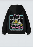 Ramen Cat Tasarım Kapşonlu Unisex Sweatshit Hoodie
