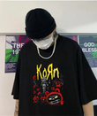Rock Serisi Korn Poster Siyah Unisex Oversize T-shirt