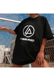 Rock Serisi Linkin Park Logo Siyah Unisex Oversize T-shirt