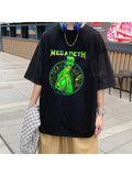 Rock Serisi Megadeth Baskılı Siyah Unisex Oversize T-shirt