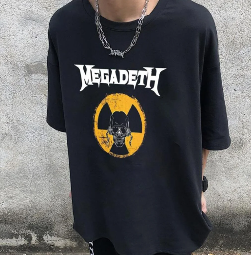 Rock Serisi Megadeth Danger Skull Siyah Unisex Oversize T-shirt
