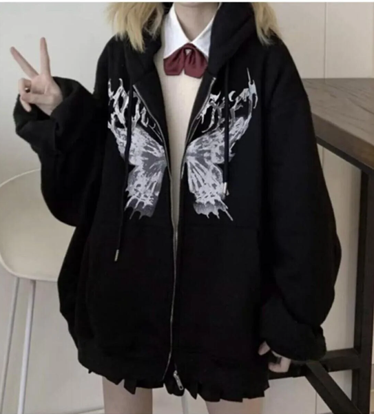 Siyah Butterfly Logo UNİSEX Kapüşonlu Sweatshirt