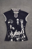 Siyah Anime Nana Qipao Vintage Y2K Kısa Kollu Crop