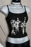 Siyah Anime Sword Gotik Y2K Askılı Crop