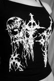 Siyah Anime Sword Gotik Y2K Askılı Crop