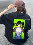 Siyah Blue Lock 11 Yoichi İsagi Sırt Baskılı Oversize T-shirt