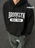 Siyah Brooklyn baskılı oversize Sweatshirt