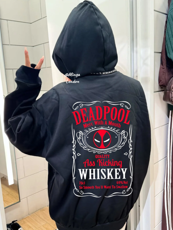 Siyah Dead-pool Baskılı Oversize Unisex Sweatshirt