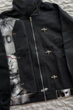 Siyah Deftones Entombed Kancalı Gabardin Grunge Gotik Y2K Unisex Ceket